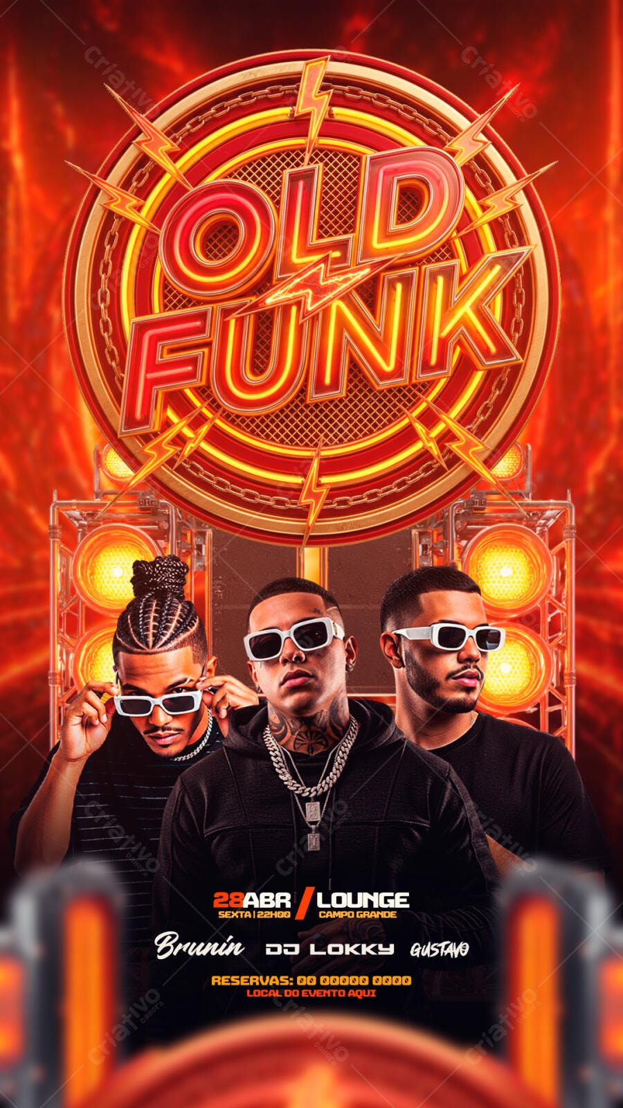 Flyer Festa Old Funk Balada Lounge PSD Editável