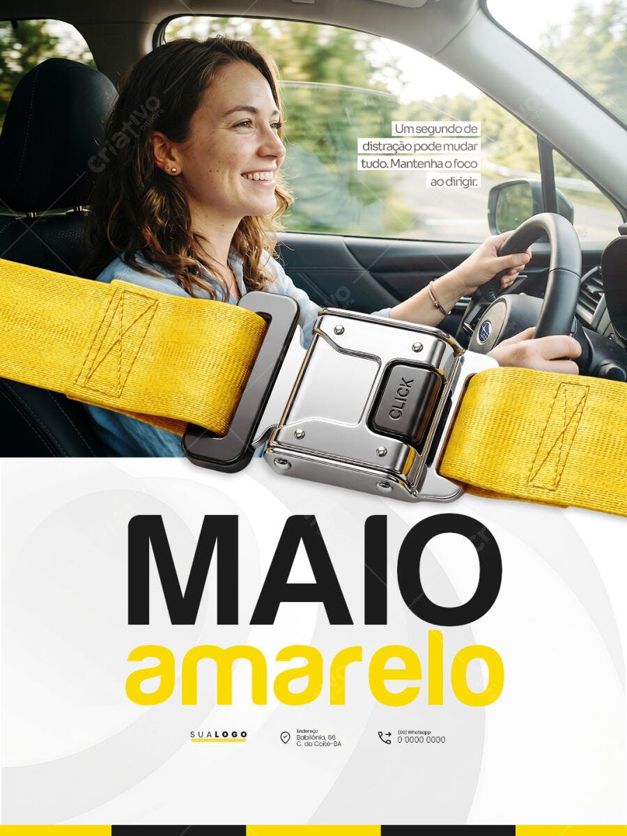 Flyer Maio Amarelo Conscientização Trânsito PSD Editável