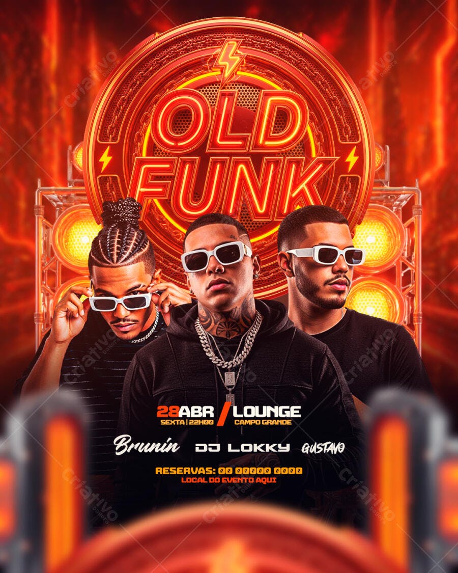 Flyer Old Funk Festa Balada 22 Abril PSD Editável
