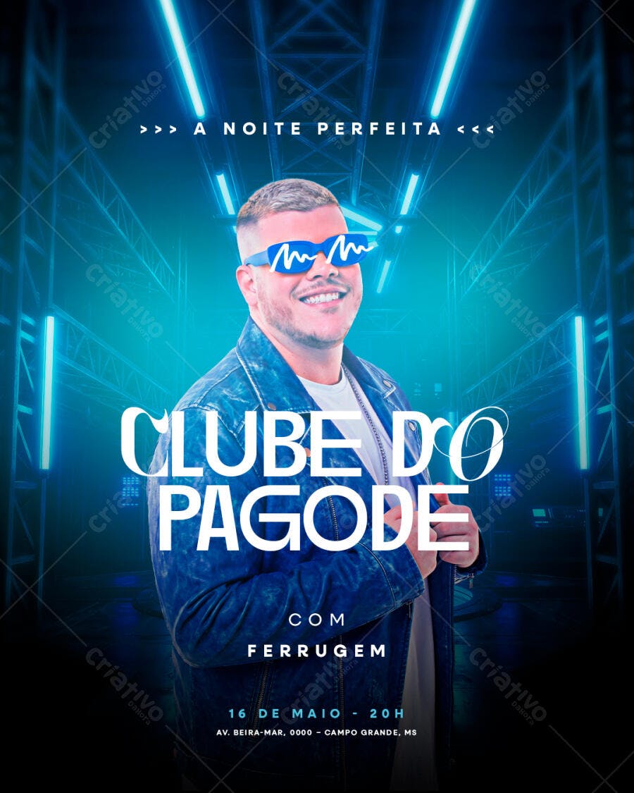 Flyer Pagode Ferrugem Show Evento PSD Editável