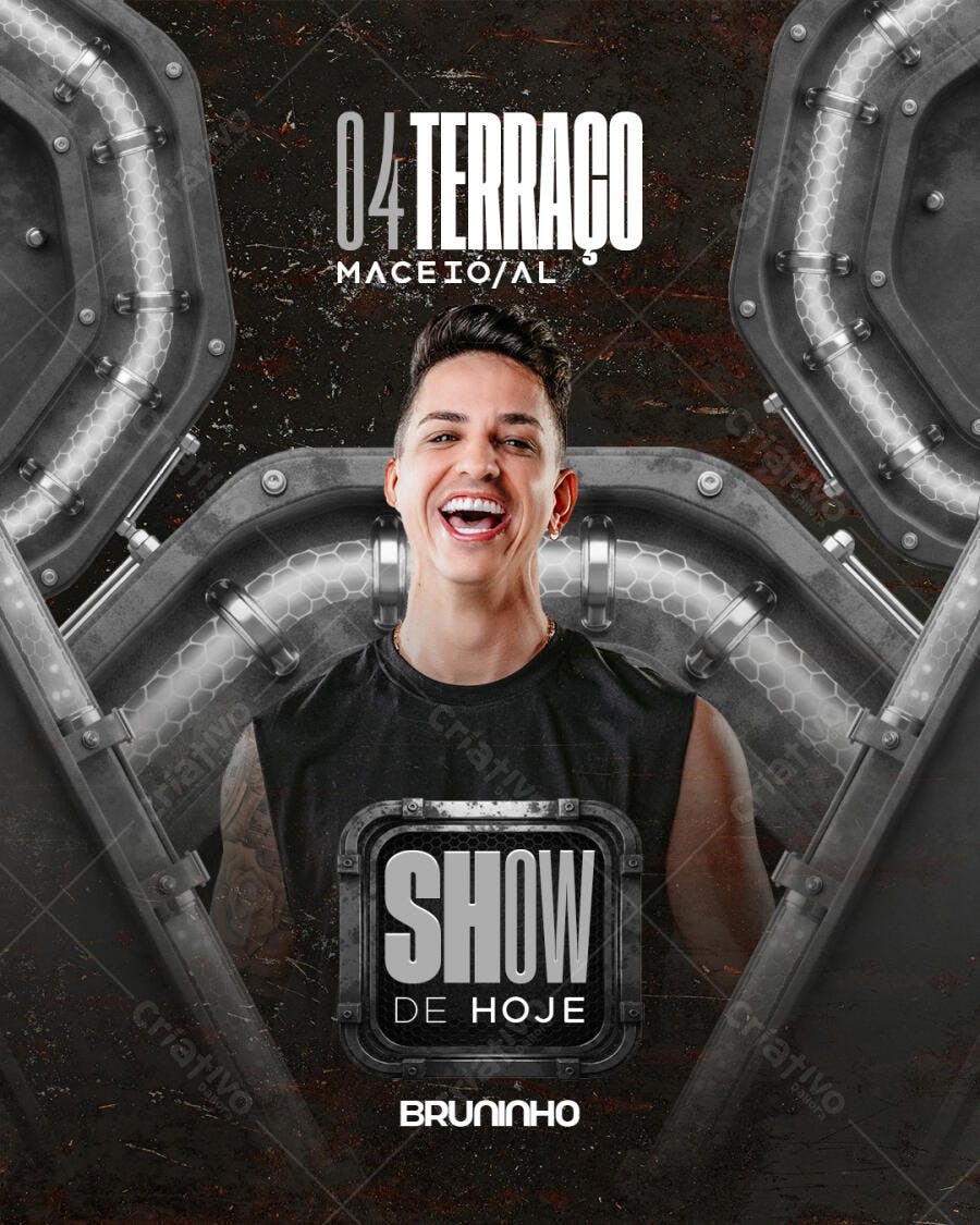 Flyer Show de Hoje Bruninho Evento PSD Editável