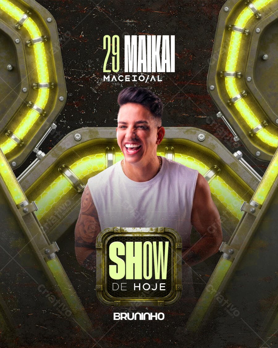 Flyer Show de Hoje Bruninho Maikai Maceió PSD Editável