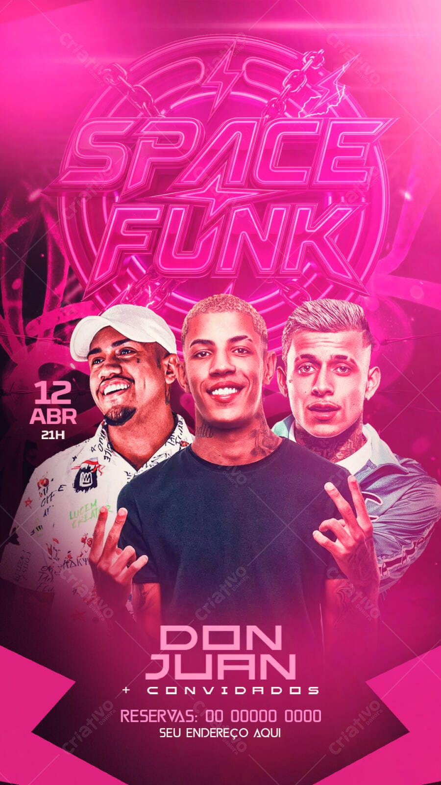 Flyer Space Funk Don Juan Evento Abril PSD Editável