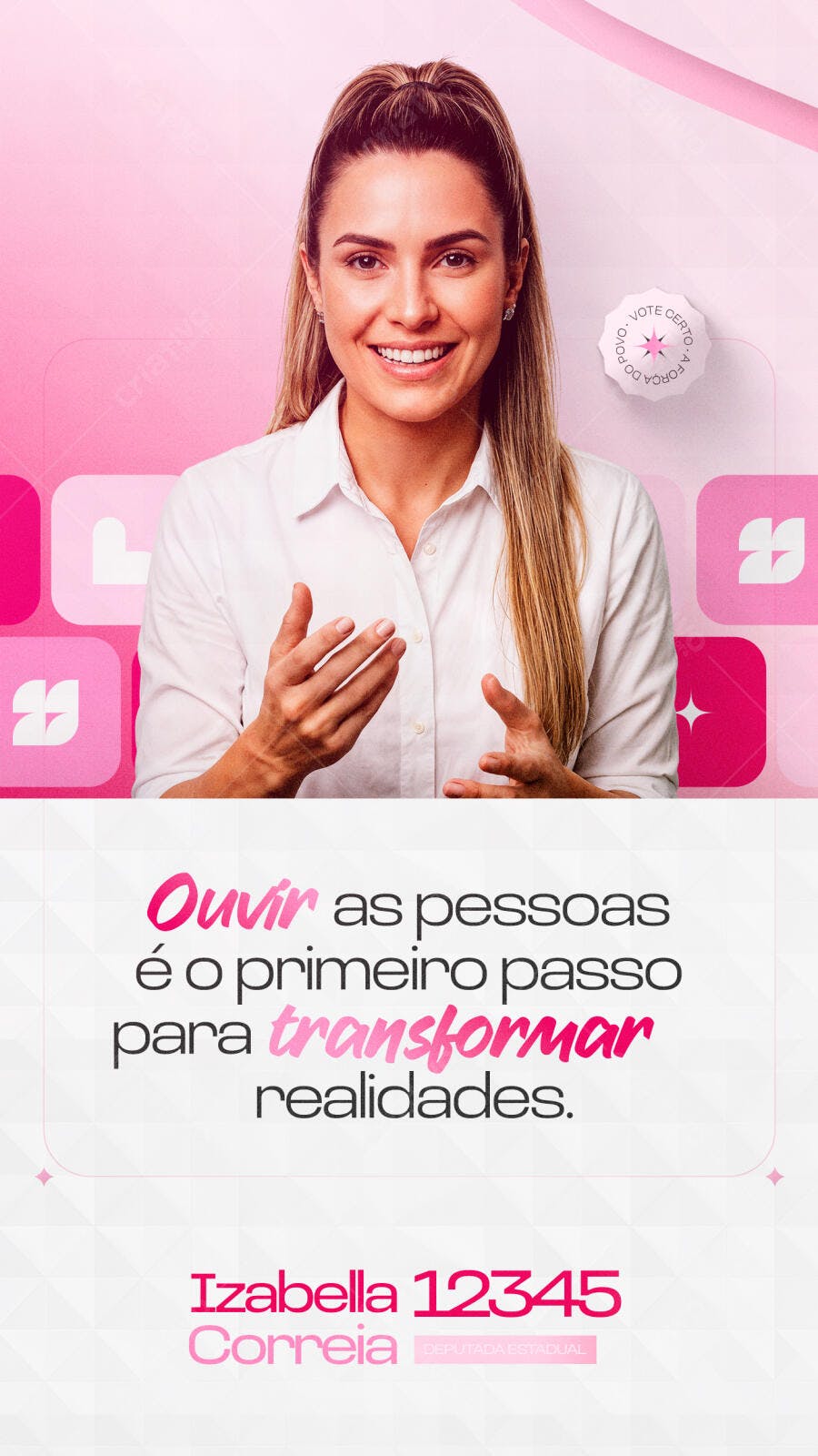 Post Campanha Política Eleições Rosa PSD Editável