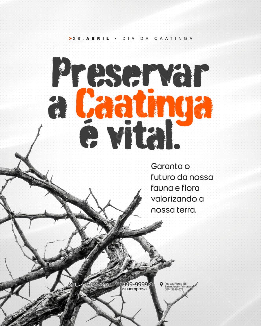 Post Dia da Caatinga 28 de Abril Conscientização PSD Editável