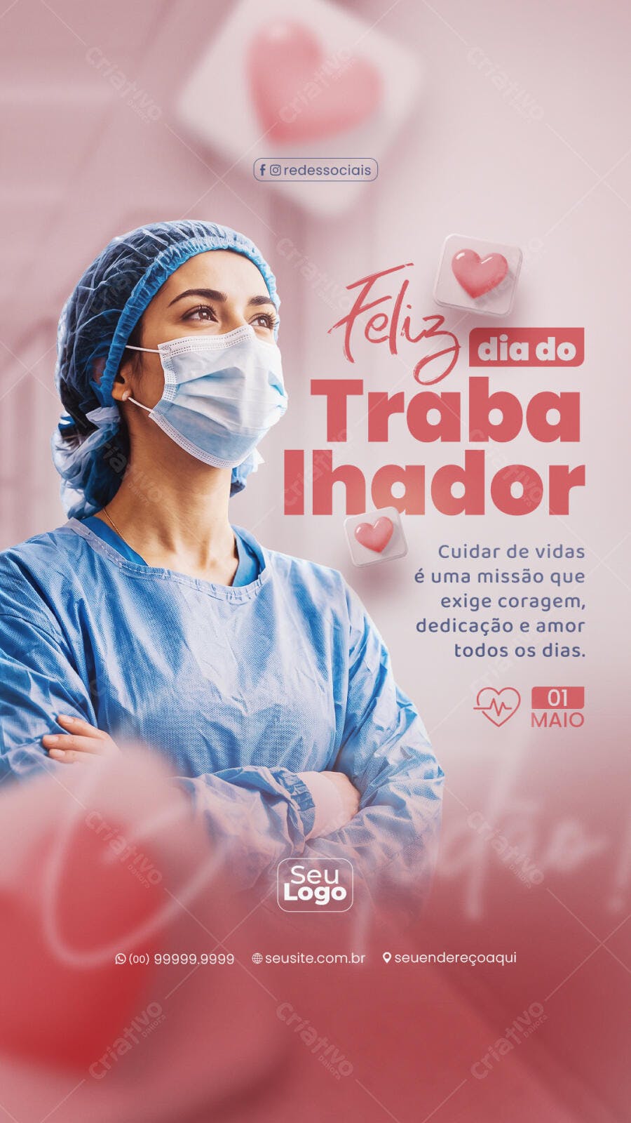 Post Dia do Trabalhador 1 de Maio Saúde PSD Editável