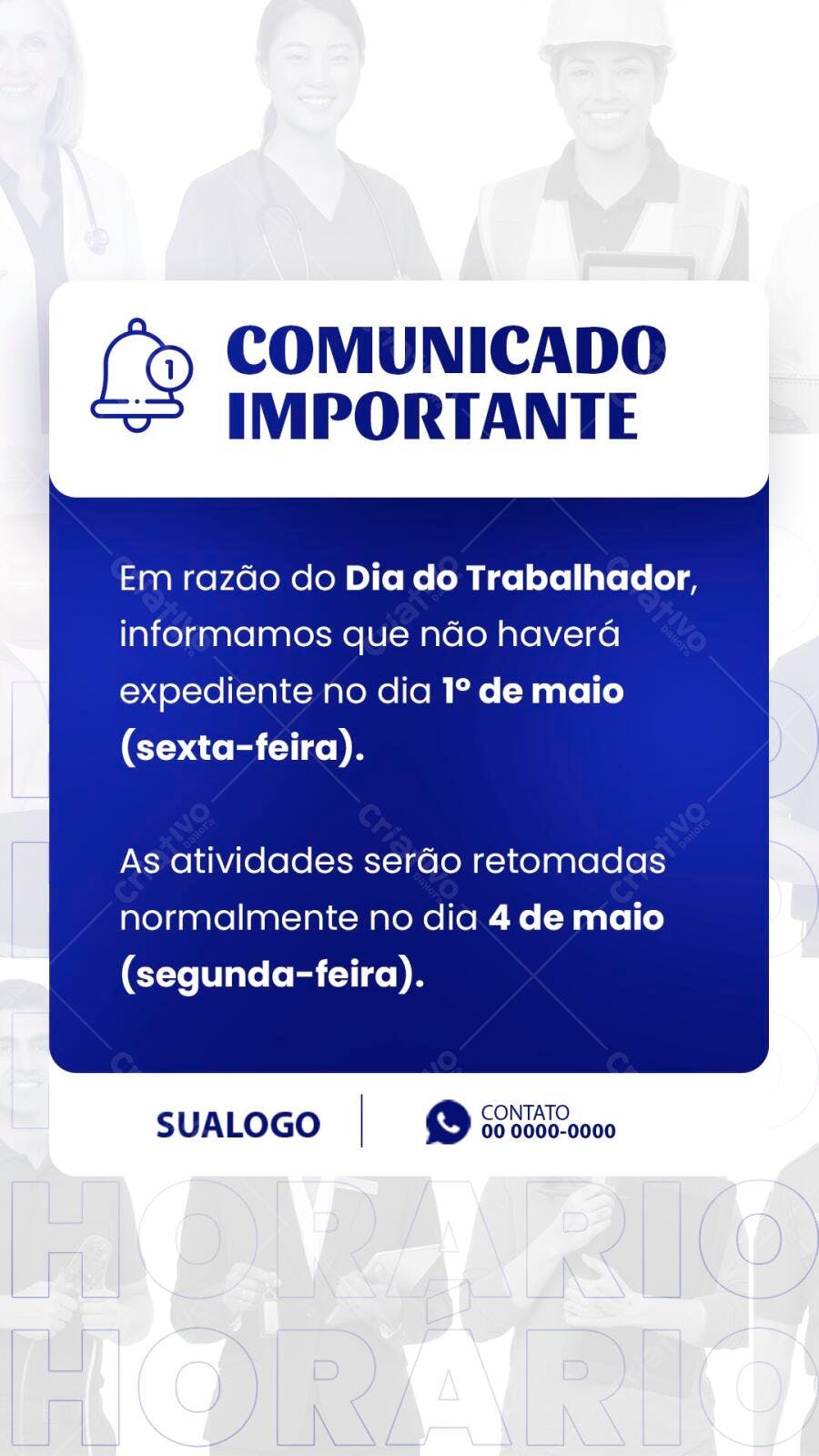 Post Dia do Trabalhador Comunicado Importante PSD Editável