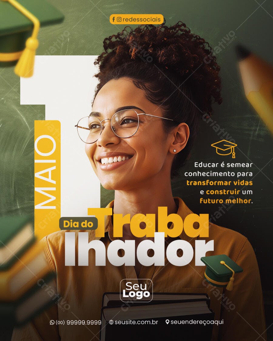 Post Dia do Trabalhador Maio Educação PSD Editável