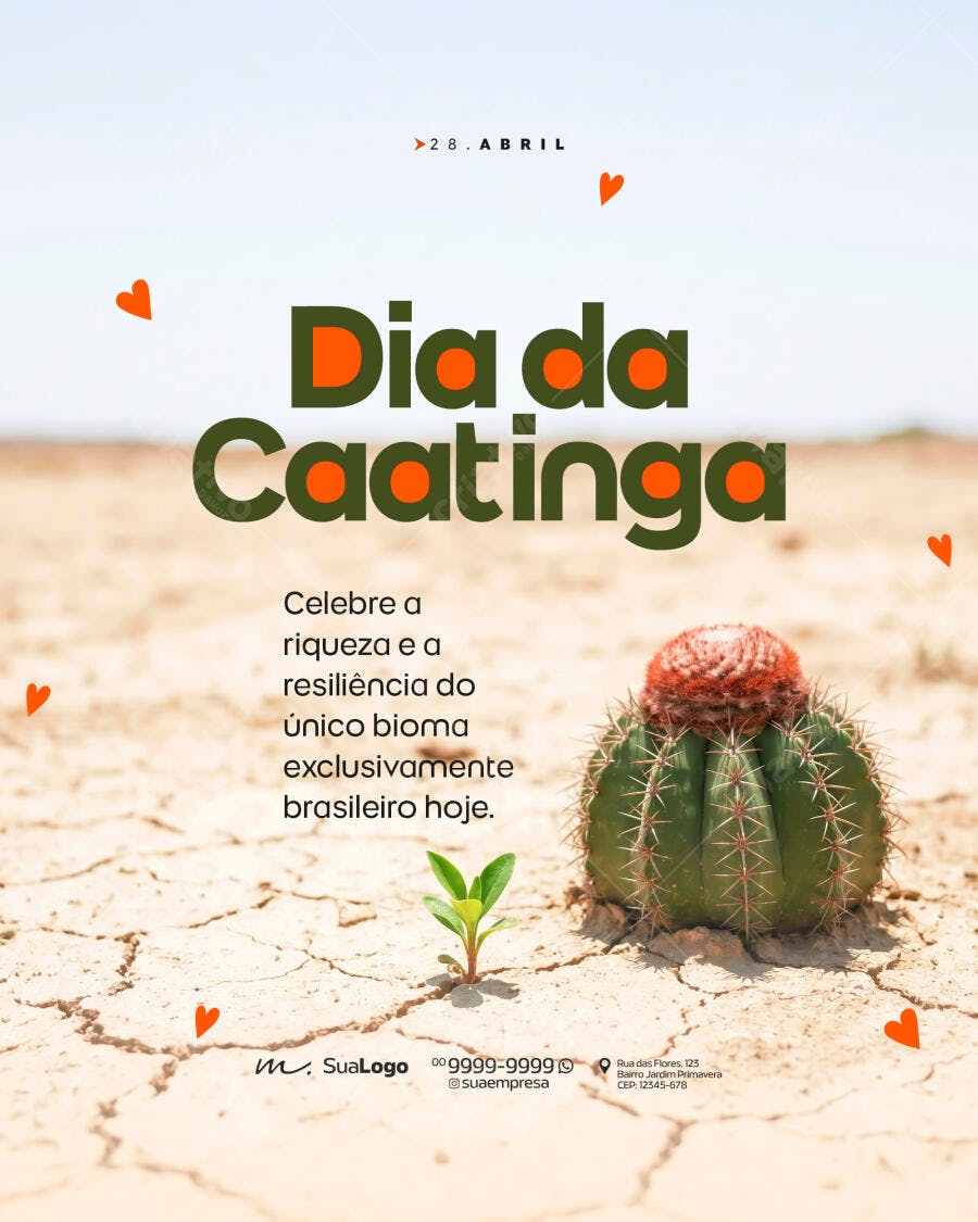Post Instagram Dia da Caatinga 28 Abril PSD Editável