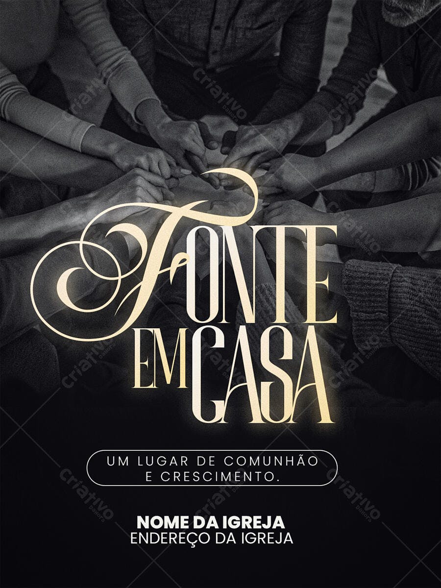 Post Instagram Igreja Cristã Fonte em Casa PSD Editável