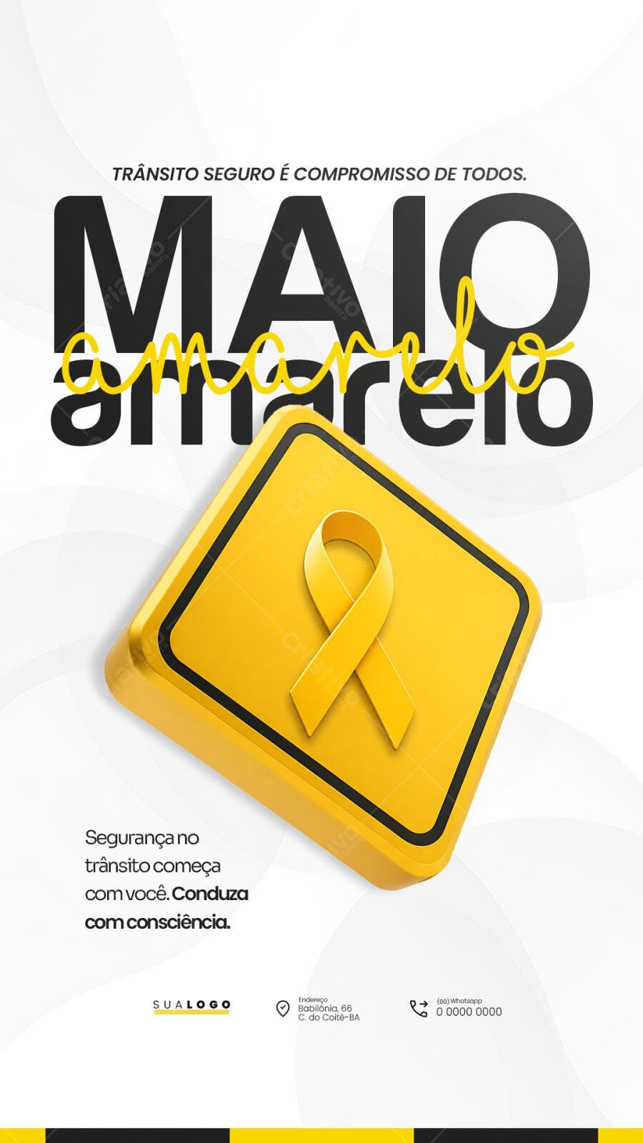 Post Instagram Maio Amarelo Conscientização Trânsito PSD Editável