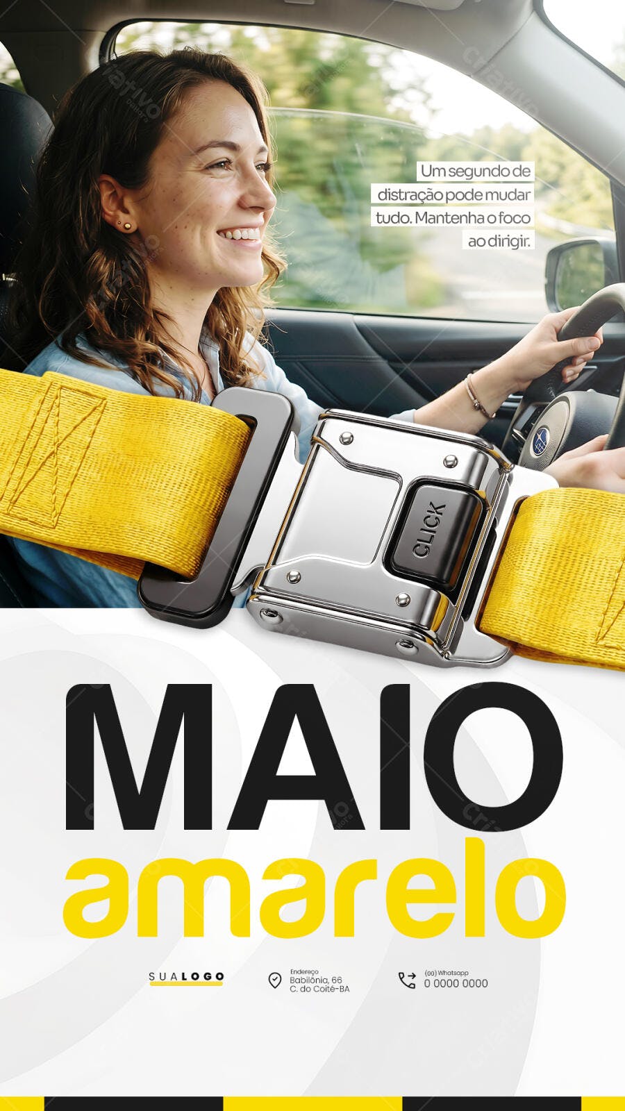 Post Instagram Maio Amarelo Conscientização Trânsito PSD Editável