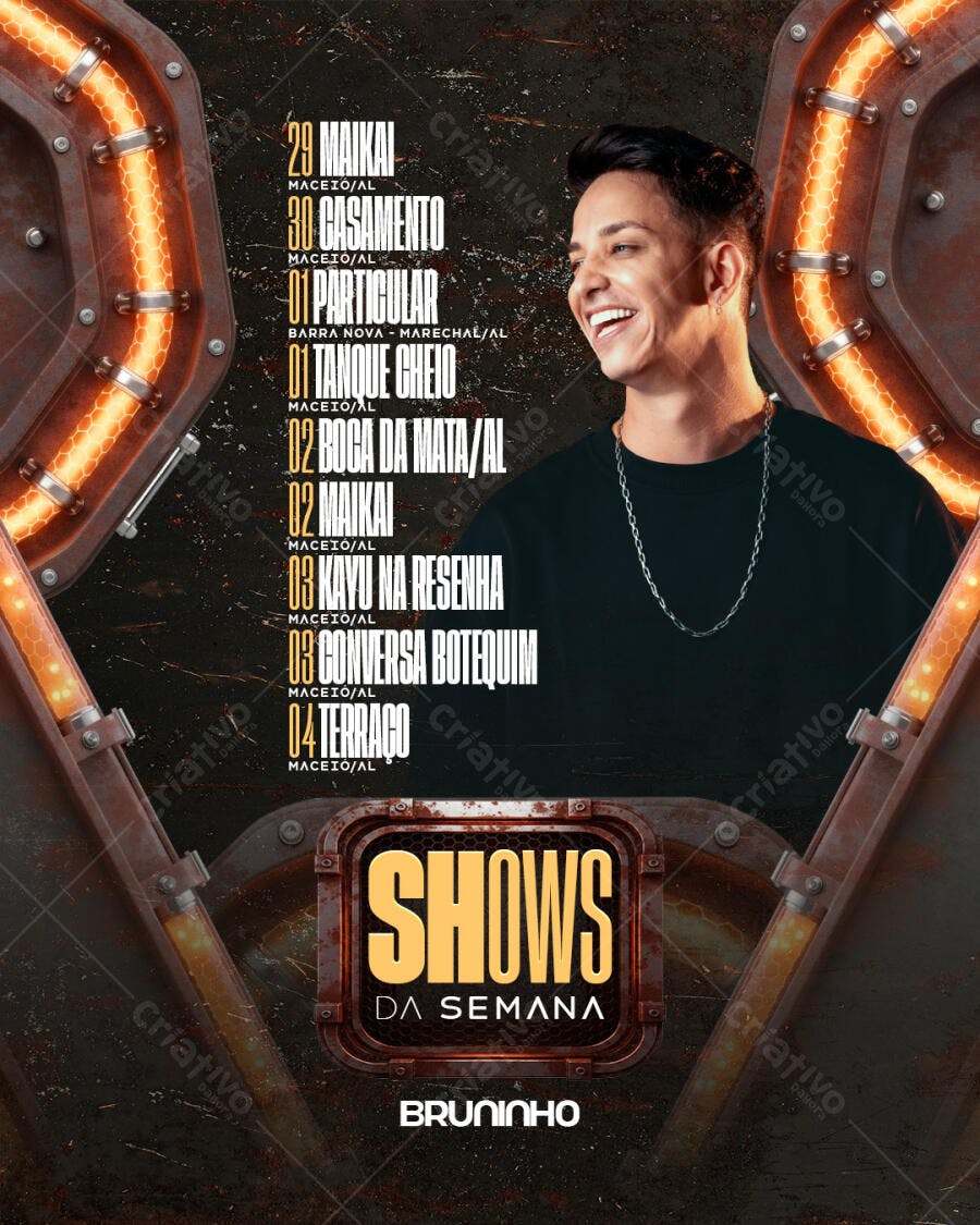 Post Instagram Shows da Semana Artista Musical PSD Editável