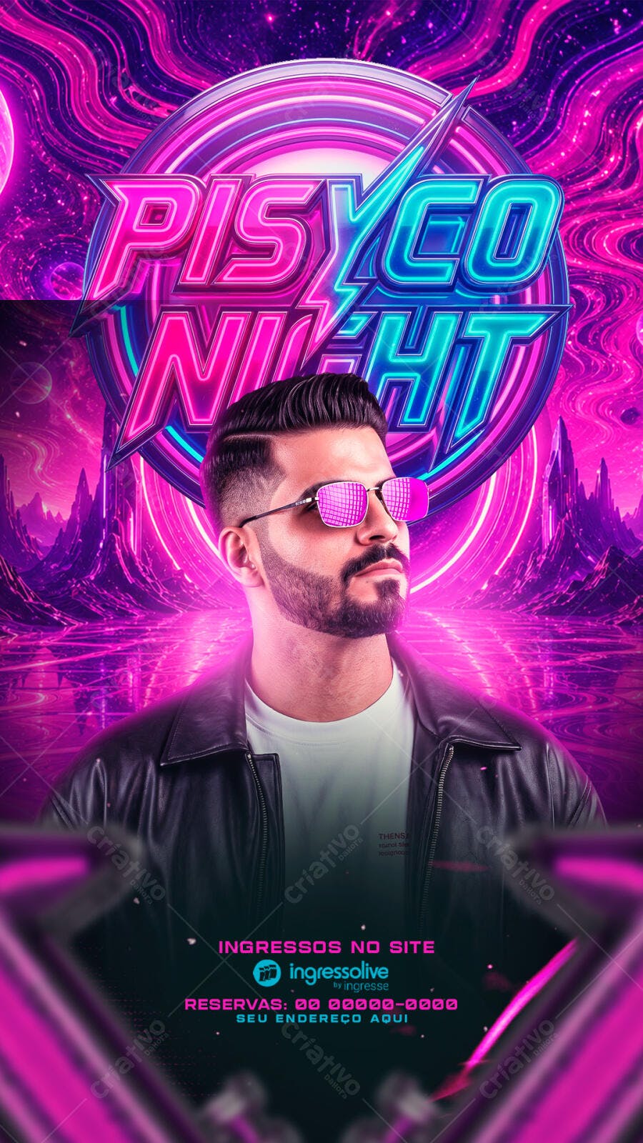 Story Balada Festa Neon Psycogo Night PSD Editável