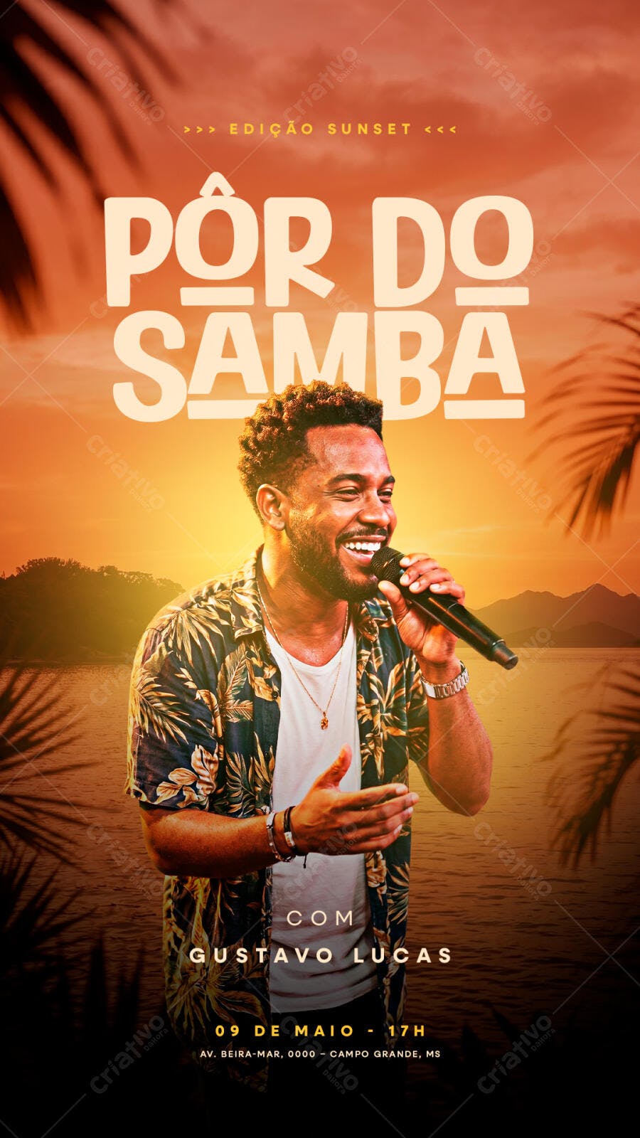 Story Instagram Pôr do Samba Edição Sunset PSD Editável