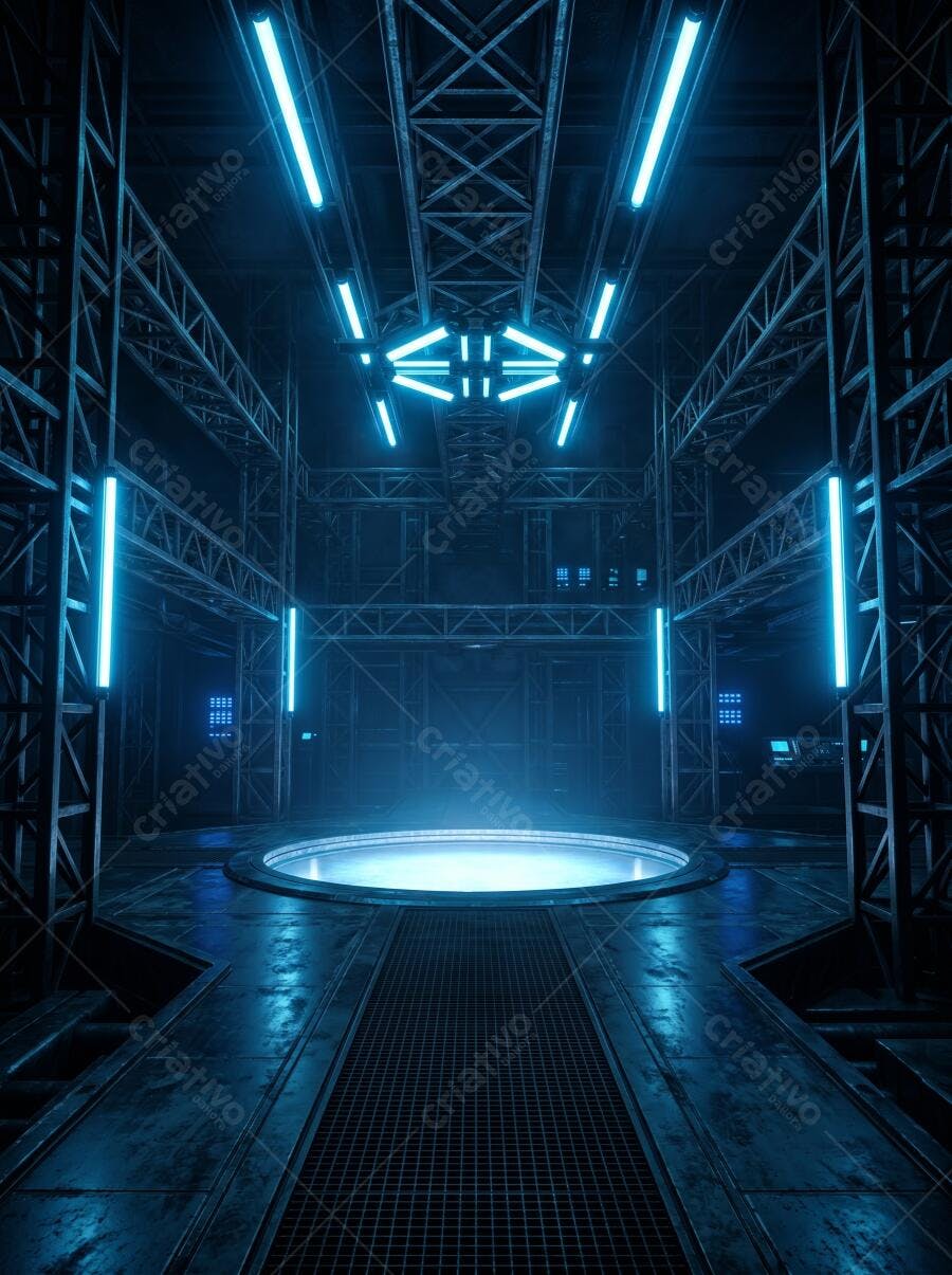 Textura Metal Escuro Futurista Iluminado para Cenário Sci-Fi