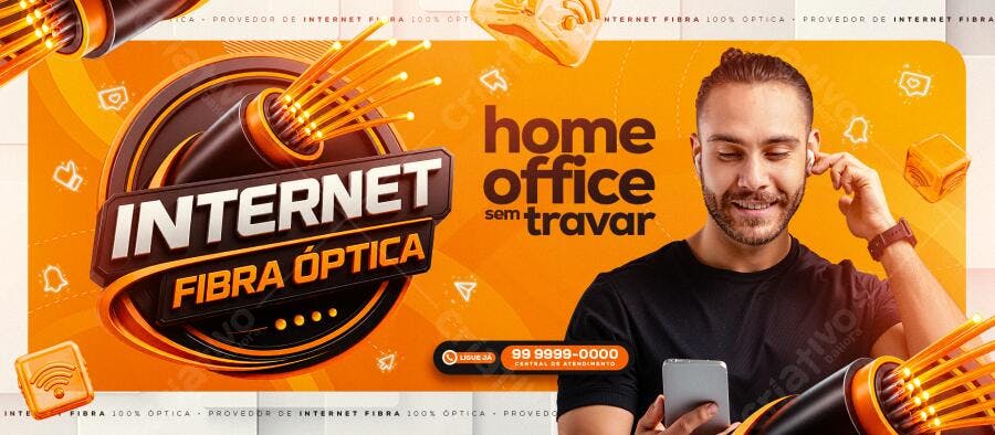 Banner Internet Fibra Óptica Home Office PSD Editável