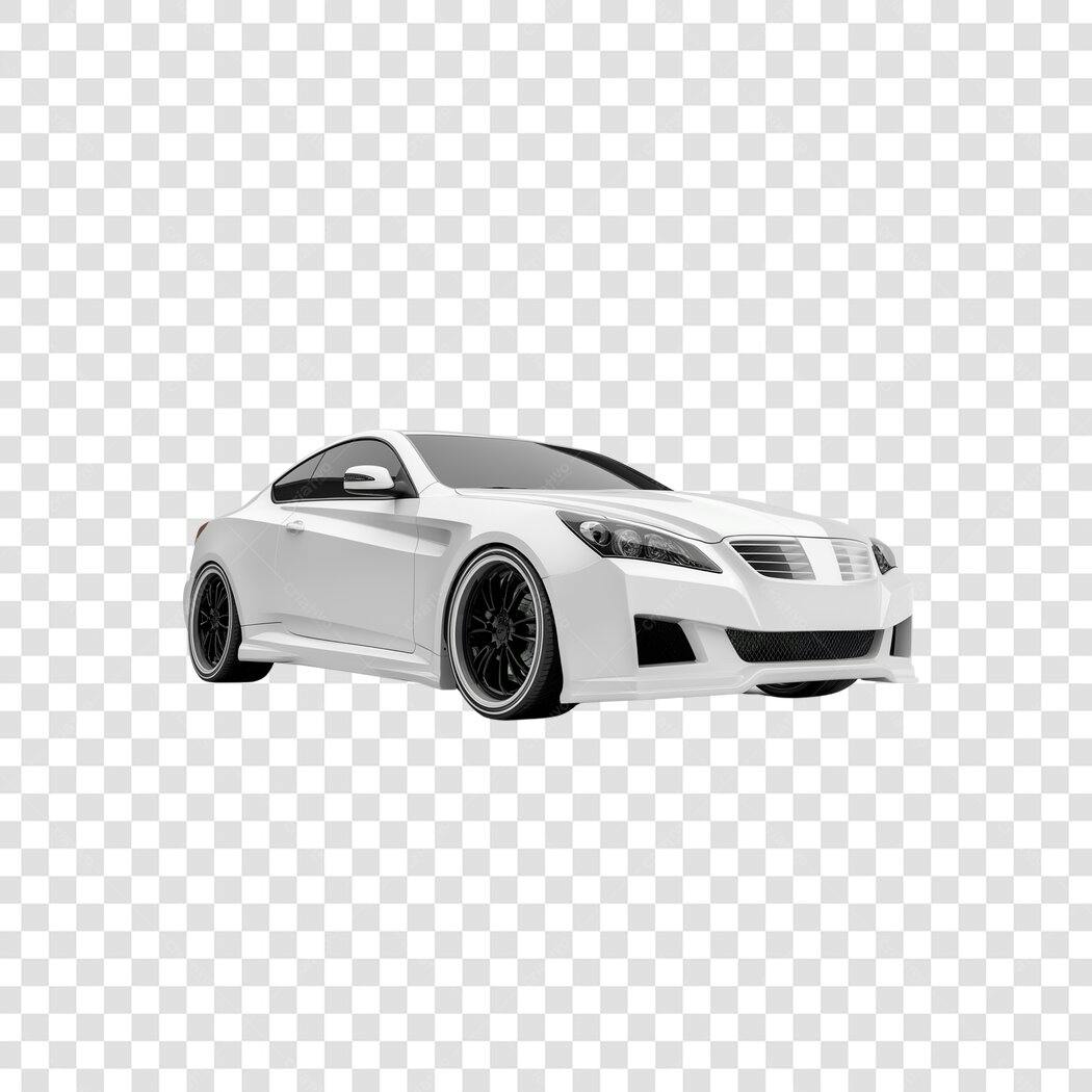Elemento 3D Carro Esportivo Branco PNG Fundo Transparente