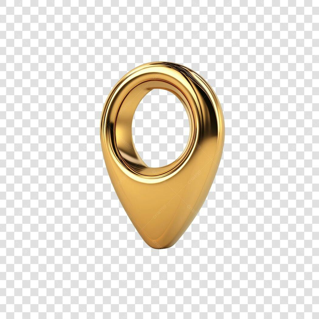 Elemento 3D Ícone Localização Dourado PNG Fundo Transparente