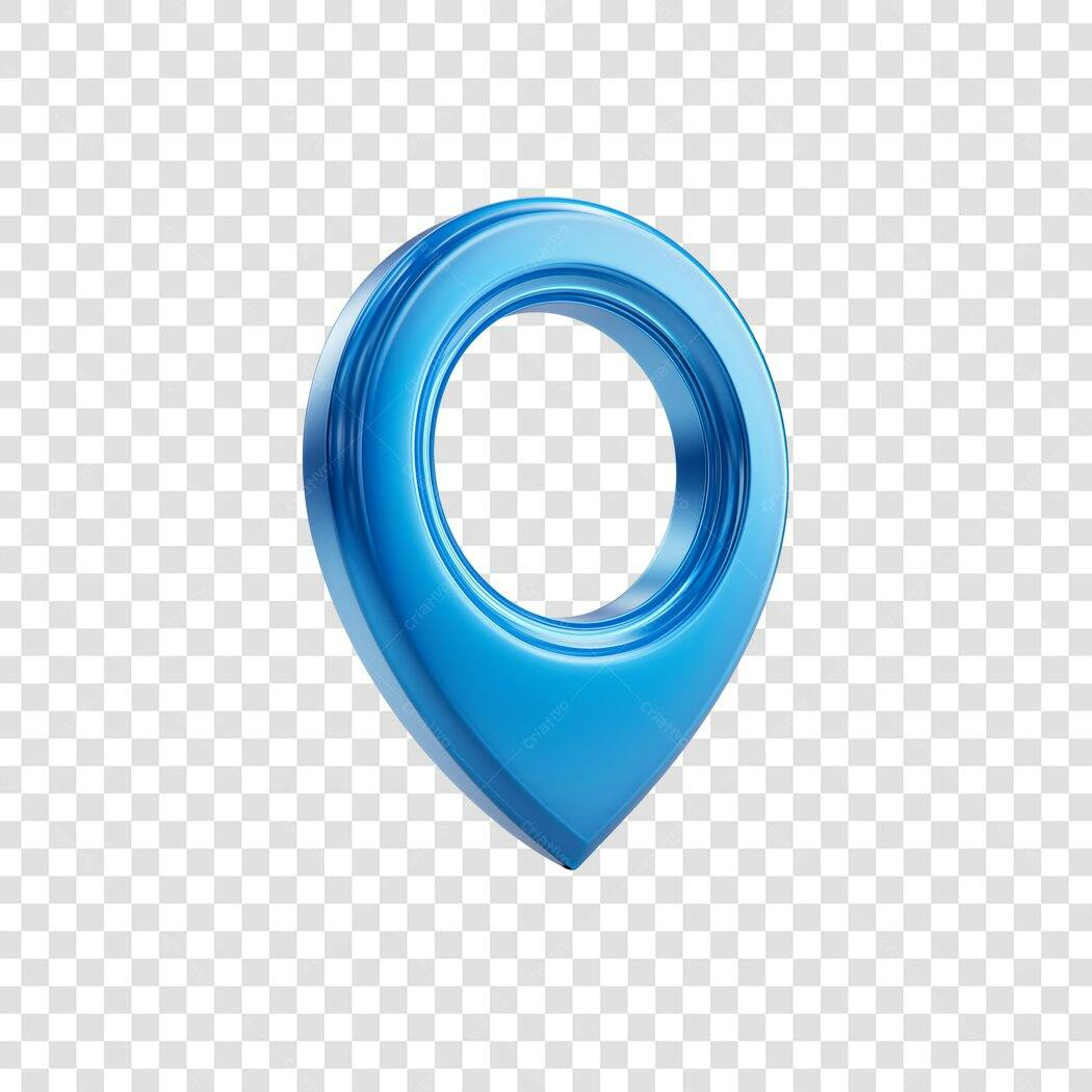 Elemento 3D Marcador de Localização Azul PNG Fundo Transparente