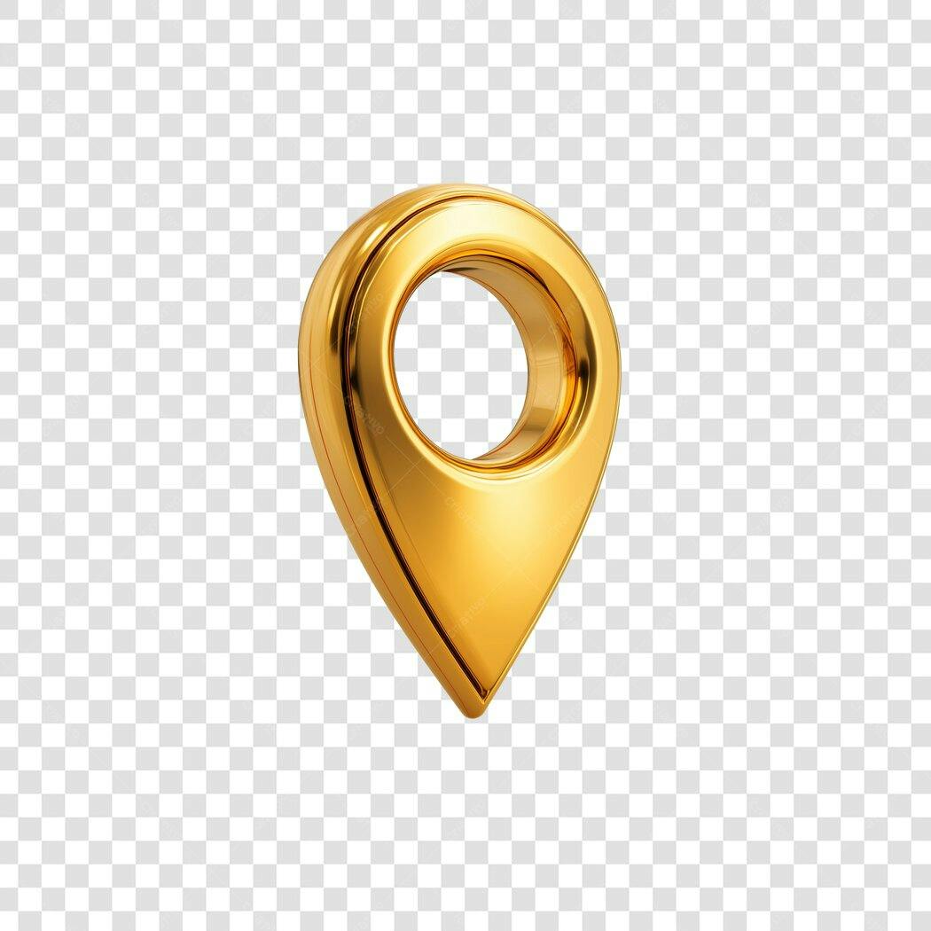 Elemento 3D Marcador de Localização Dourado PNG Fundo Transparente