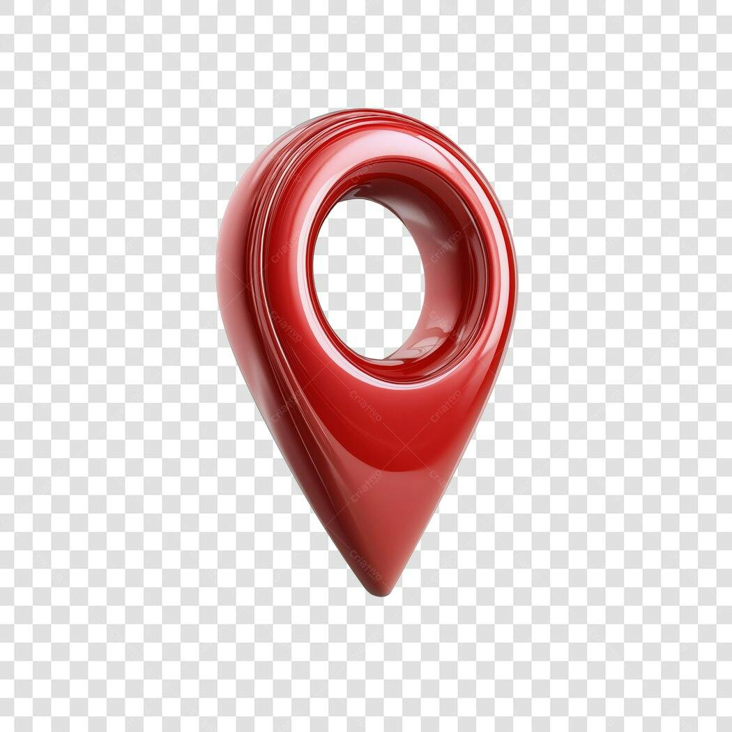 Elemento 3D Marcador Localização Vermelho PNG Fundo Transparente