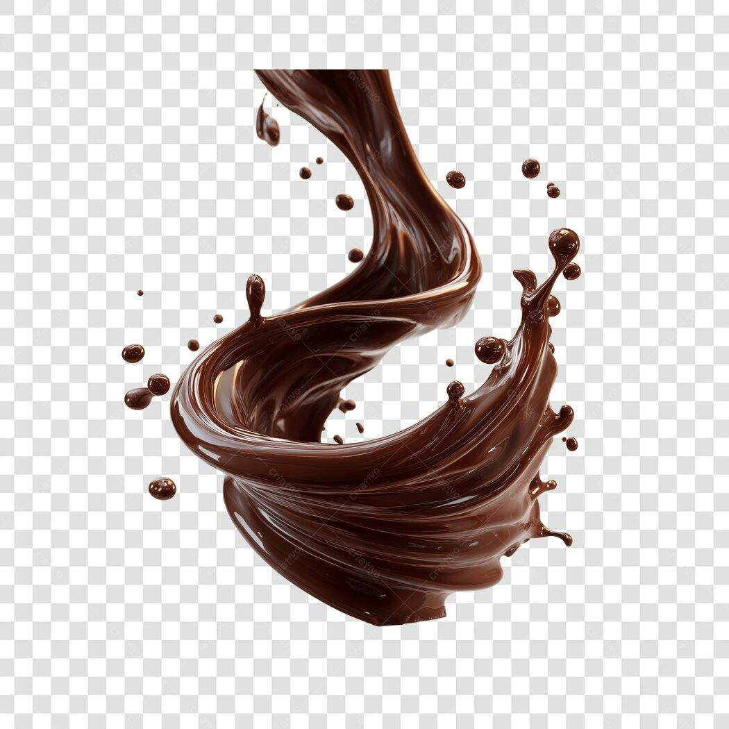 Elemento 3D Splash Chocolate Derretido PNG Fundo Transparente