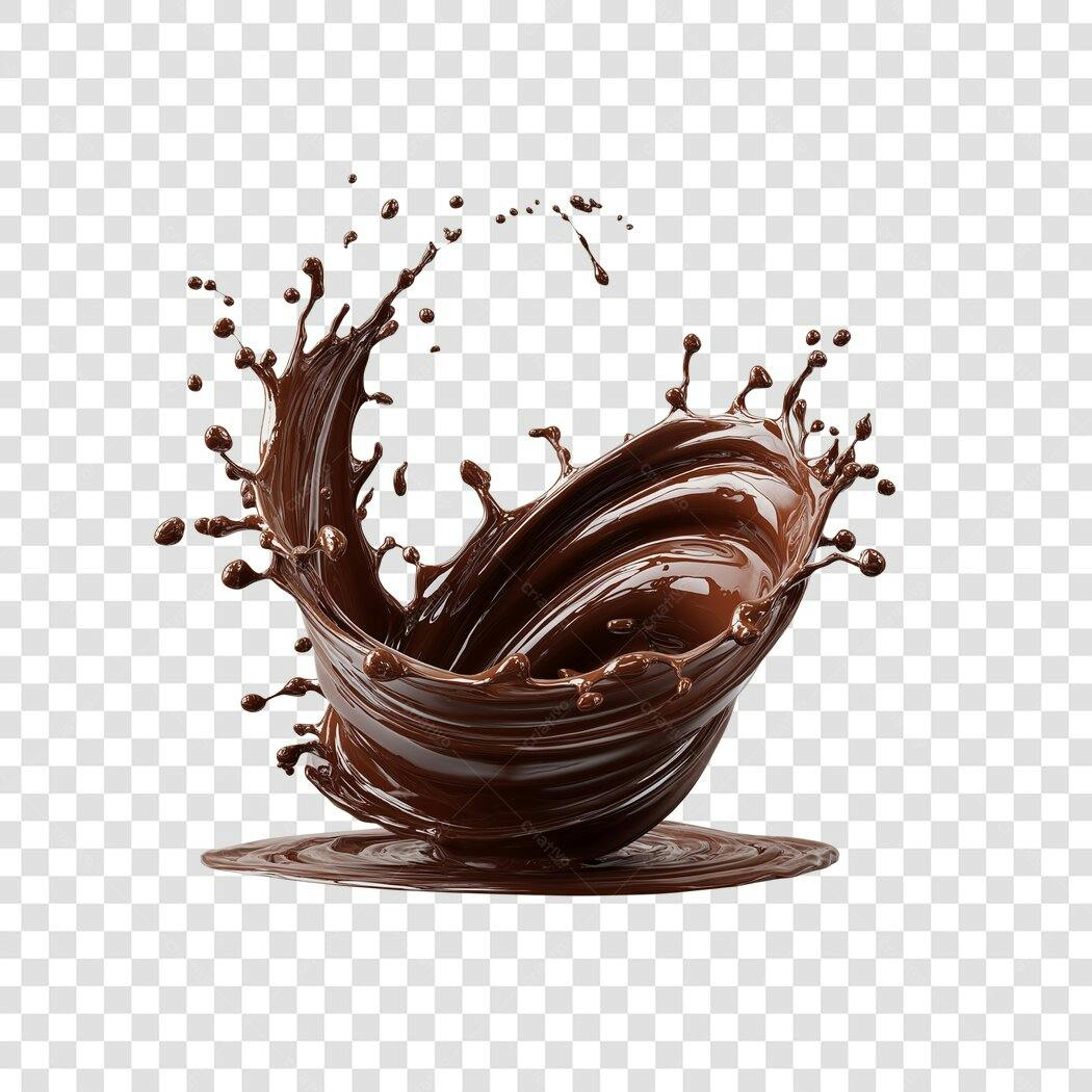 Elemento 3D Splash Chocolate Derretido PNG Fundo Transparente