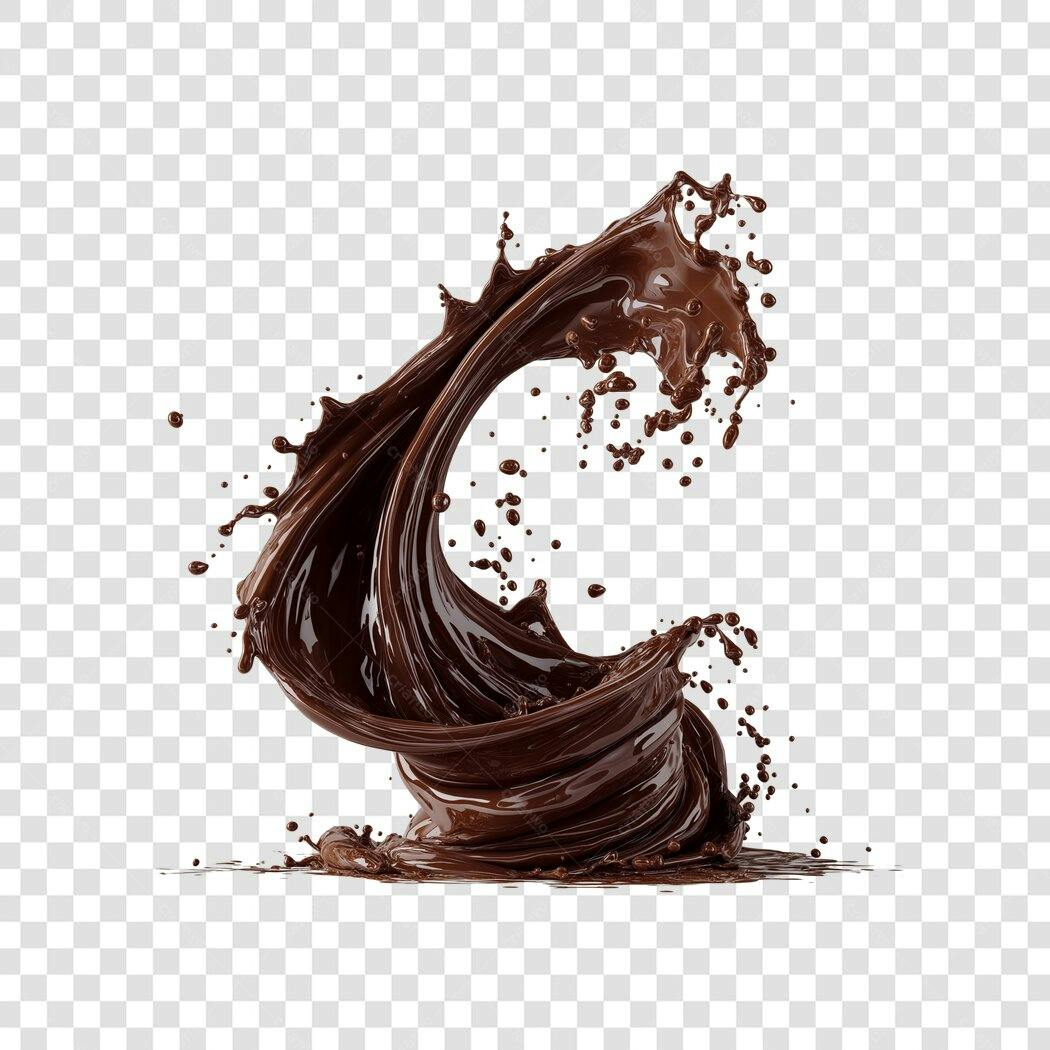 Elemento 3D Splash Chocolate Marrom PNG Fundo Transparente