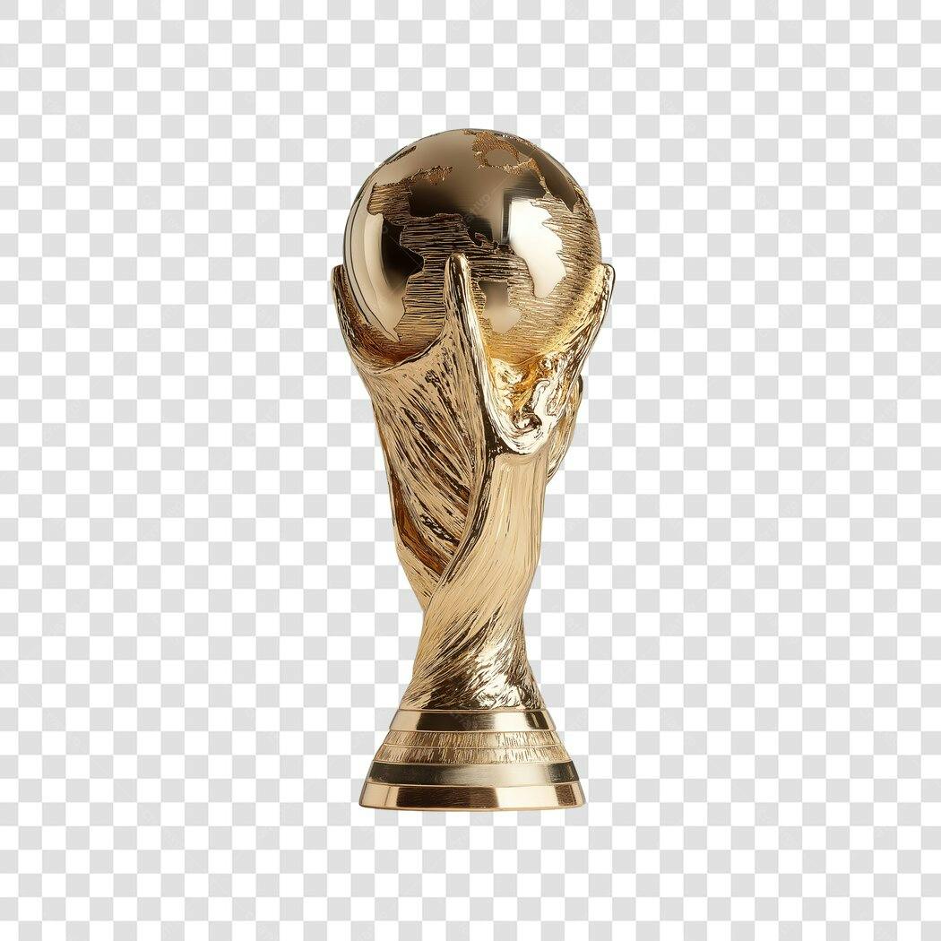 Elemento 3D Taça Copa do Mundo Dourada PNG Fundo Transparente