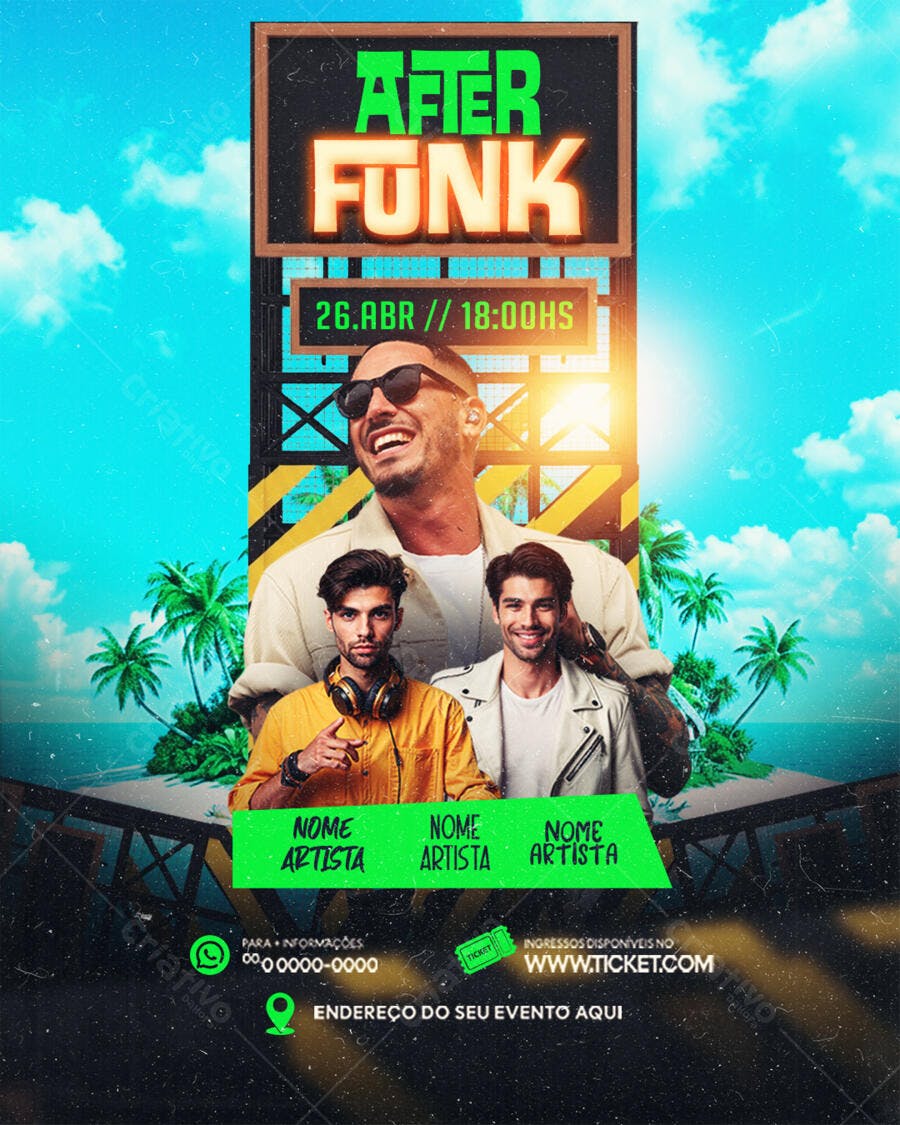 Flyer After Funk Festa Balada Evento PSD Editável