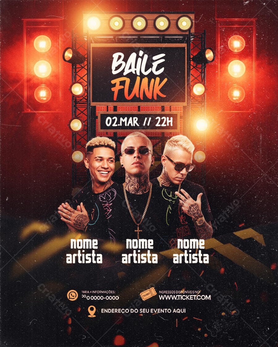 Flyer Baile Funk Evento Balada PSD Editável