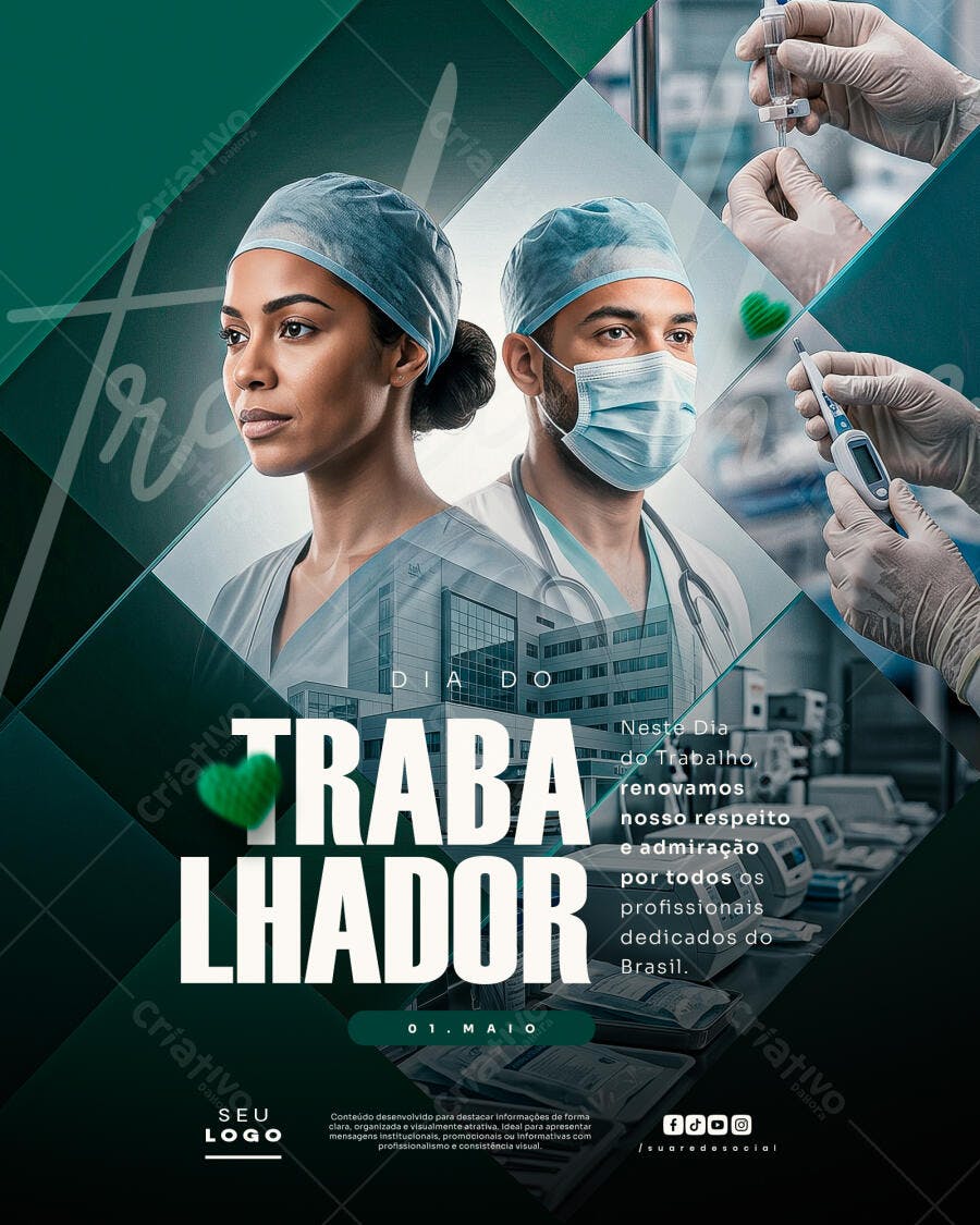 Flyer Dia do Trabalhador Saúde PSD Editável