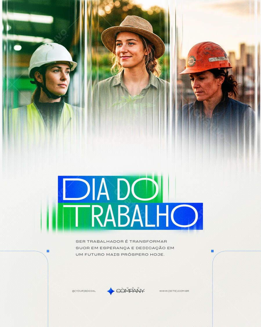 Flyer Dia do Trabalho 1 de Maio Profissões PSD Editável