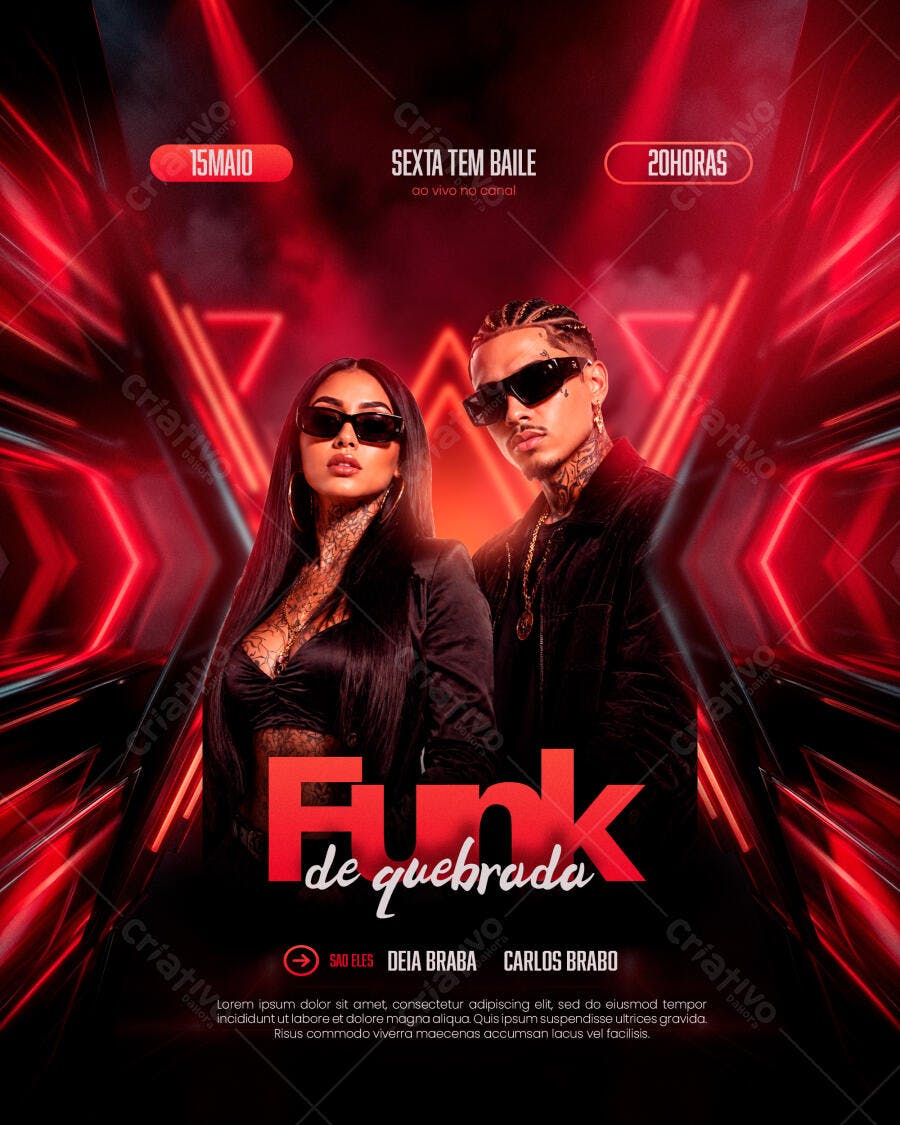 Flyer Funk de Quebrada Balada Festa PSD Editável