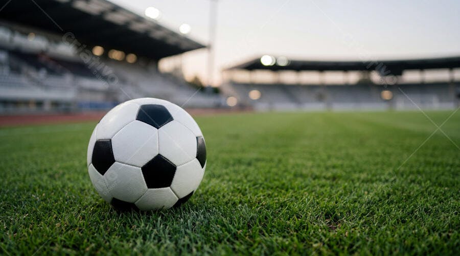 Foto Bola de Futebol Campo Vazio Estádio Gramado Verde