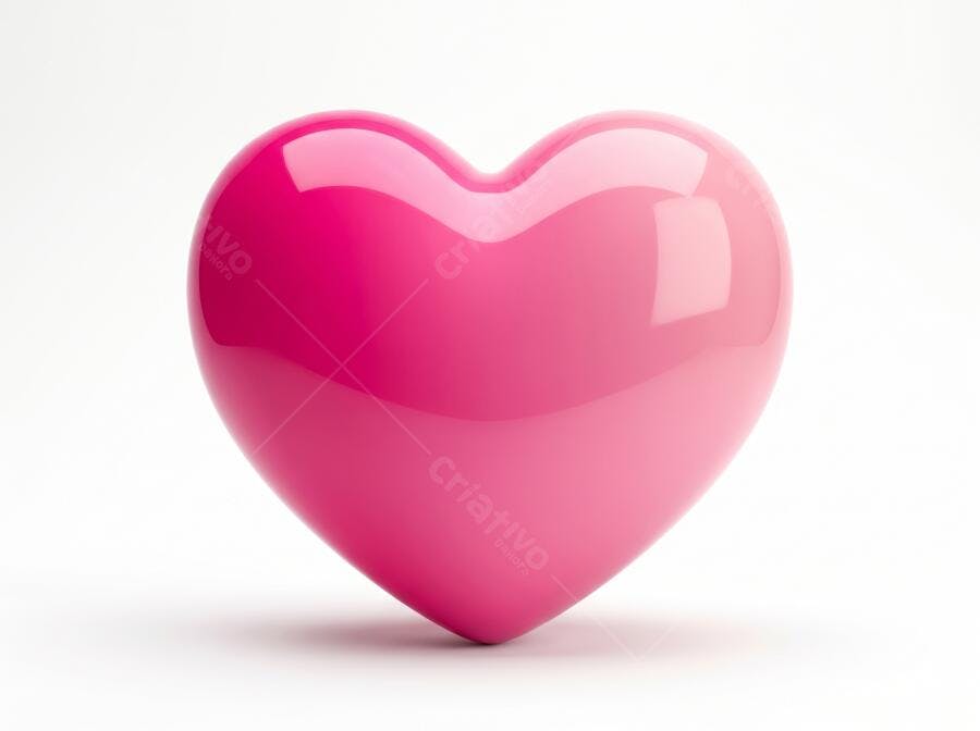 Foto Coração Rosa Brilhante Fundo Branco Estúdio