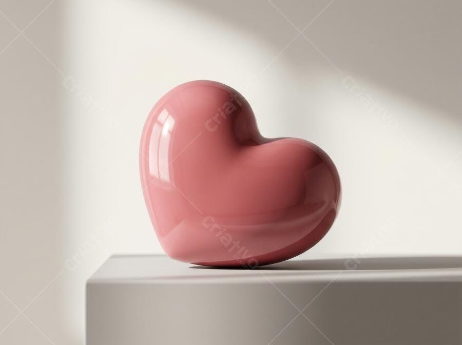 Foto Coração Rosa Brilhante Objeto Decorativo Estúdio