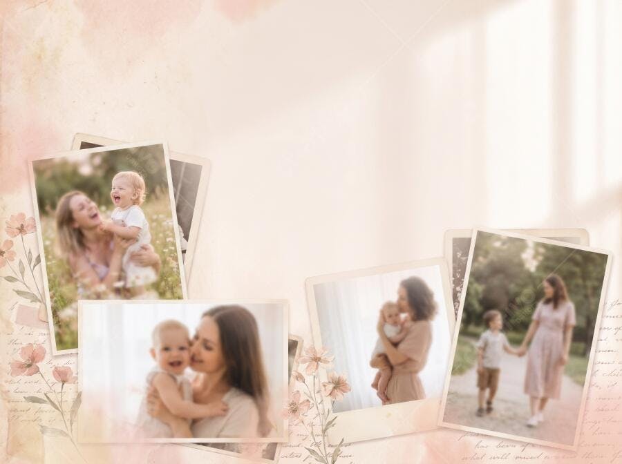 Foto Mães e Bebês Momentos Felizes Família Fundo Rosa