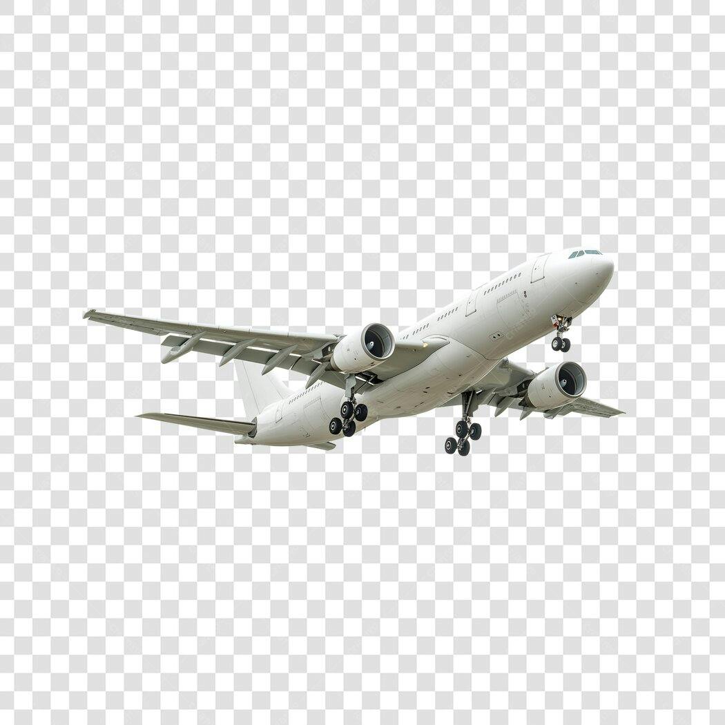Foto Recortada Avião Branco Decolando PNG Fundo Transparente