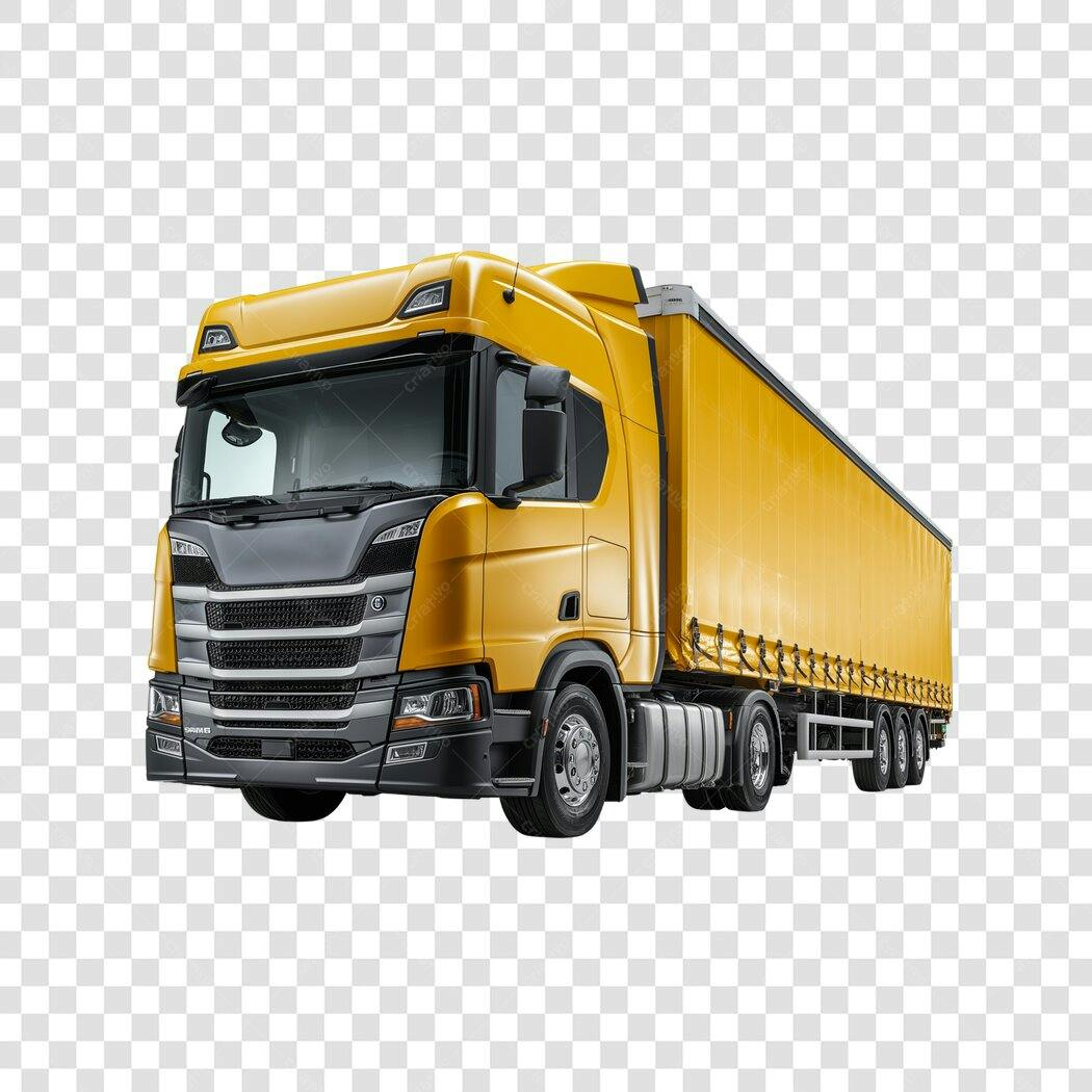 Foto Recortada Caminhão Amarelo Logística Frete PNG Fundo Transparente