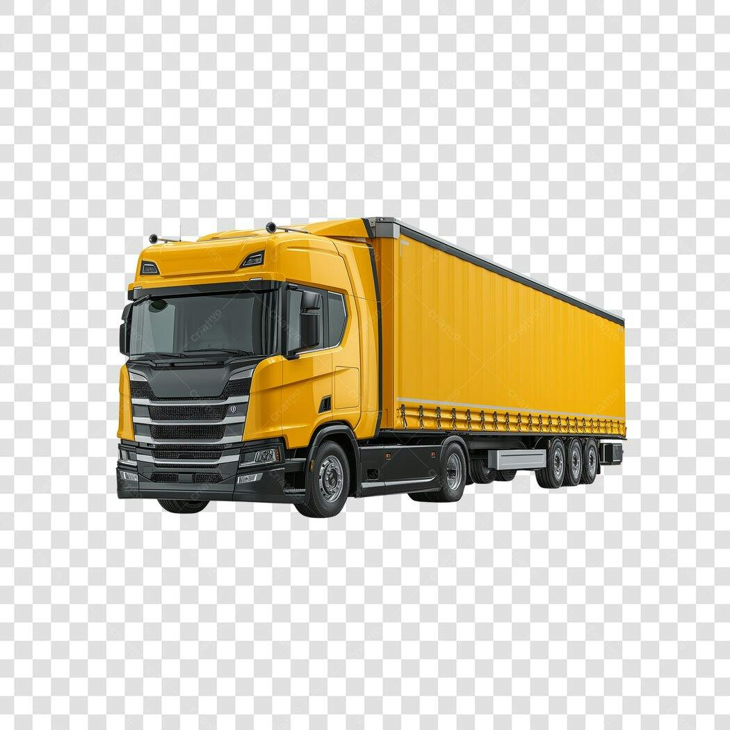 Foto Recortada Caminhão Amarelo Transporte Carga PNG Fundo Transparente