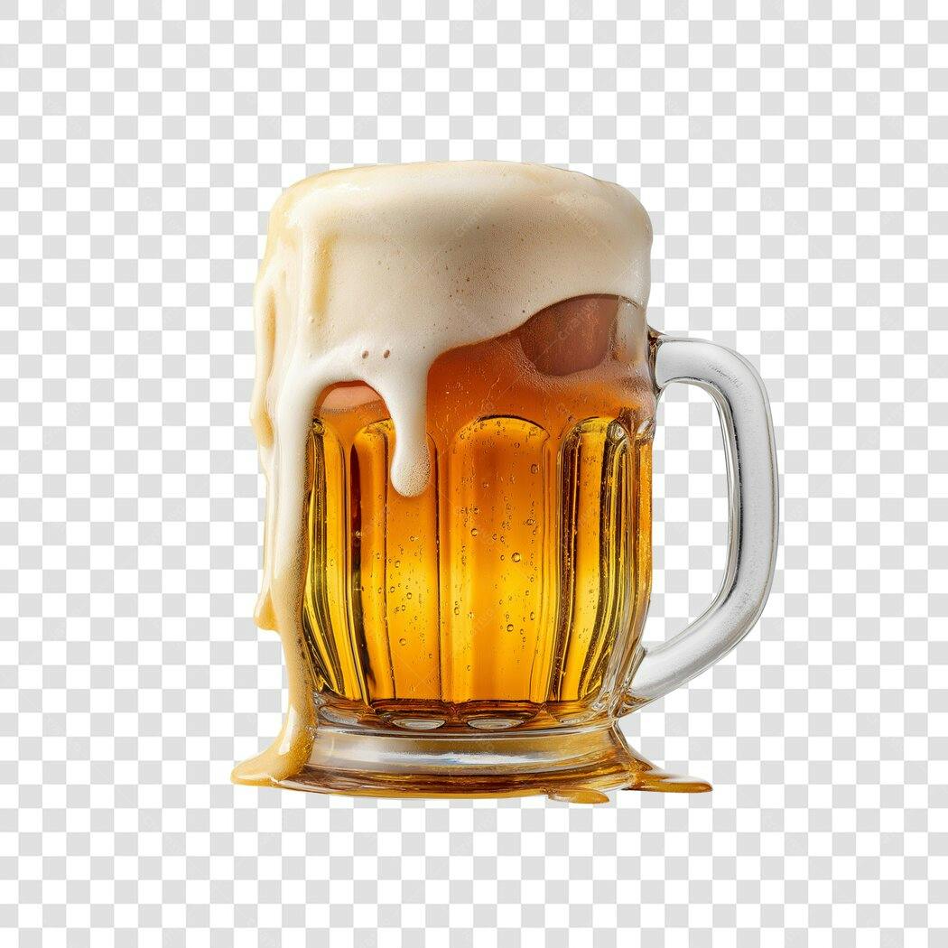 Foto Recortada Caneca Cerveja Gelada Espuma PNG Fundo Transparente