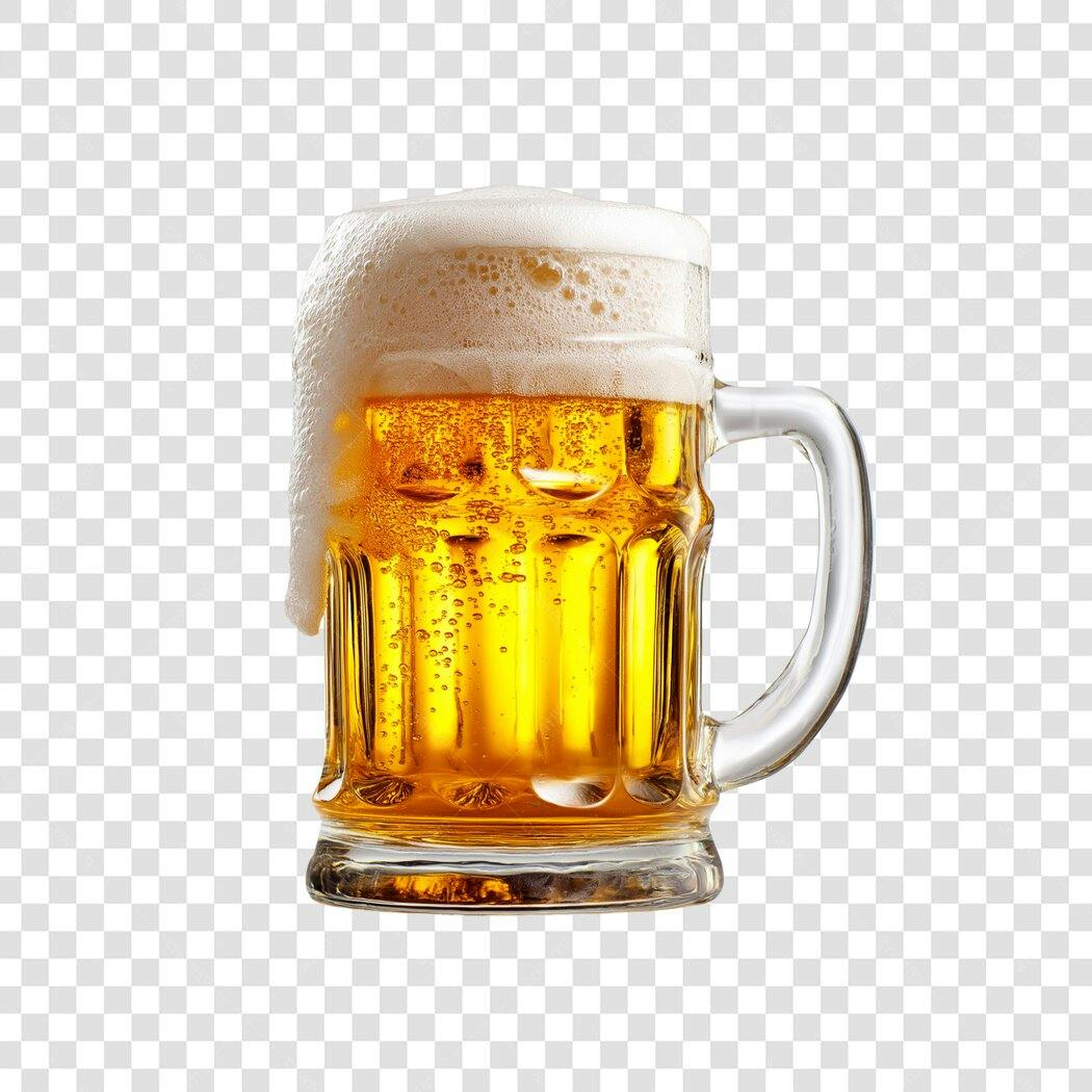 Foto Recortada Caneca Cerveja Gelada Espuma PNG Fundo Transparente