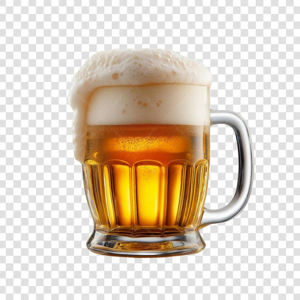 Foto Recortada Caneca Cerveja Gelada Espuma PNG Fundo Transparente