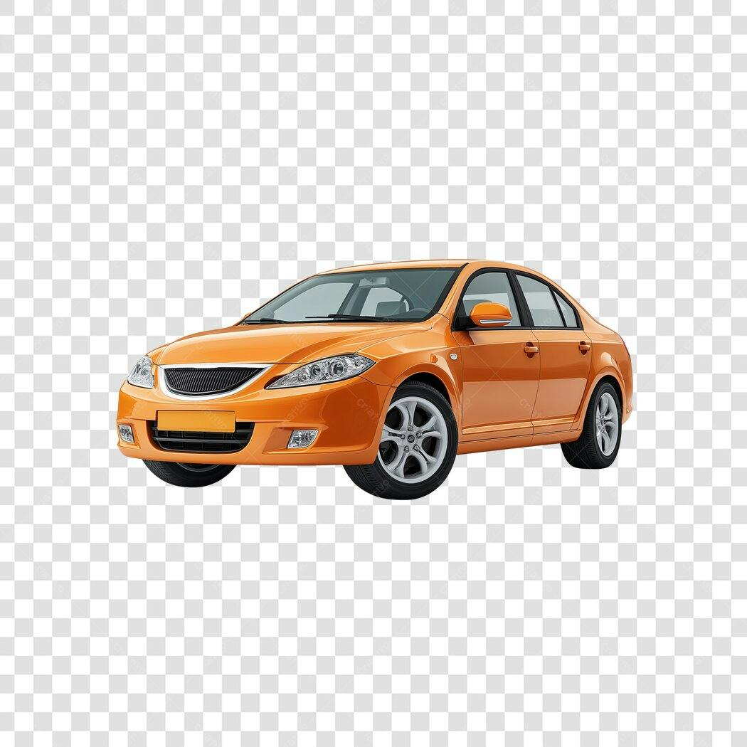 Foto Recortada Carro Laranja Sedan PNG Fundo Transparente