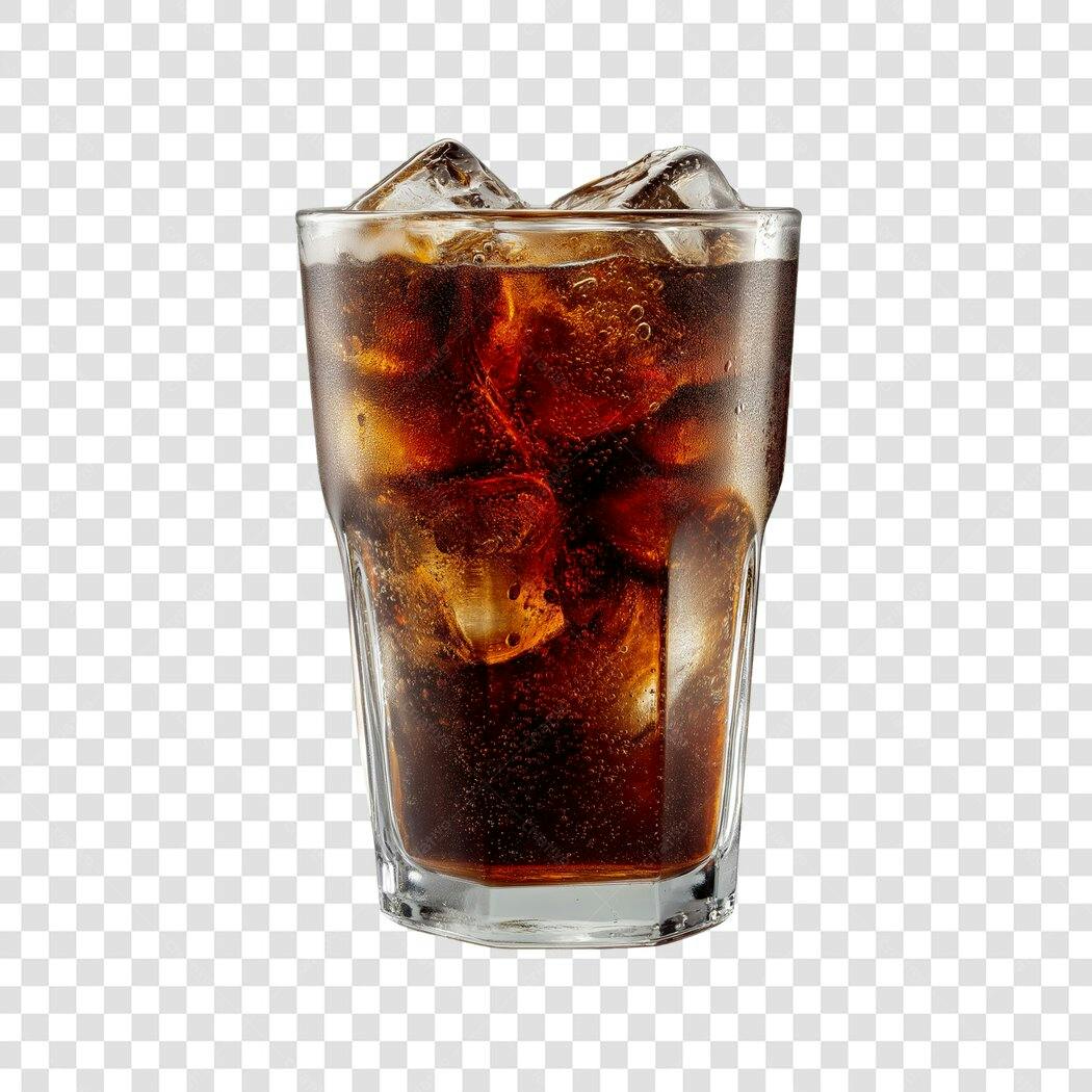 Foto Recortada Copo Refrigerante Cola Gelo PNG Fundo Transparente