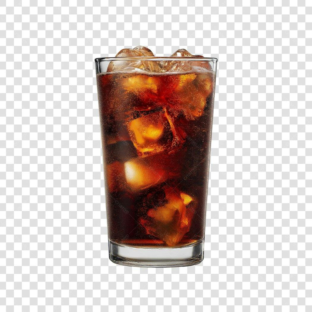 Foto Recortada Copo Refrigerante Cola Gelo PNG Fundo Transparente