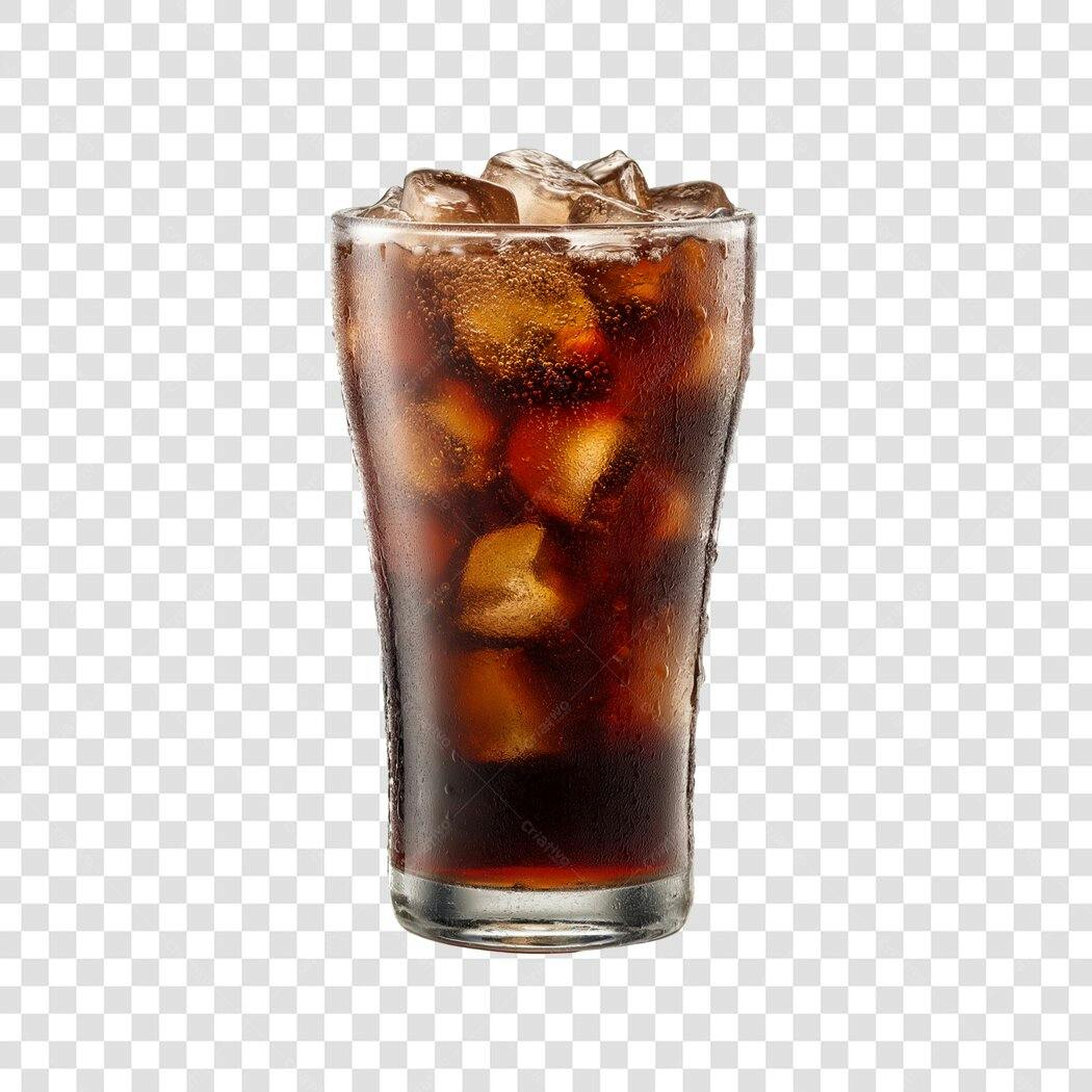 Foto Recortada Copo Refrigerante com Gelo PNG Fundo Transparente