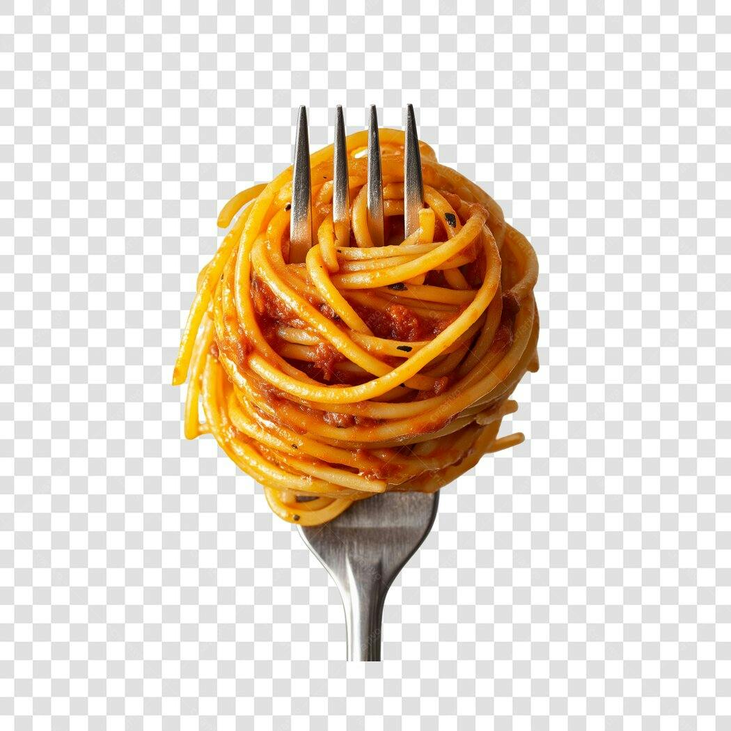 Foto Recortada Espaguete Garfo Molho Tomate PNG Fundo Transparente